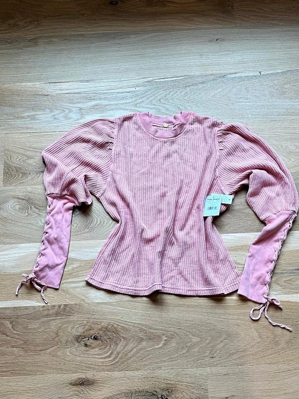 Free People Tasha Thermal Pink Long Sleeve Top Size XS
